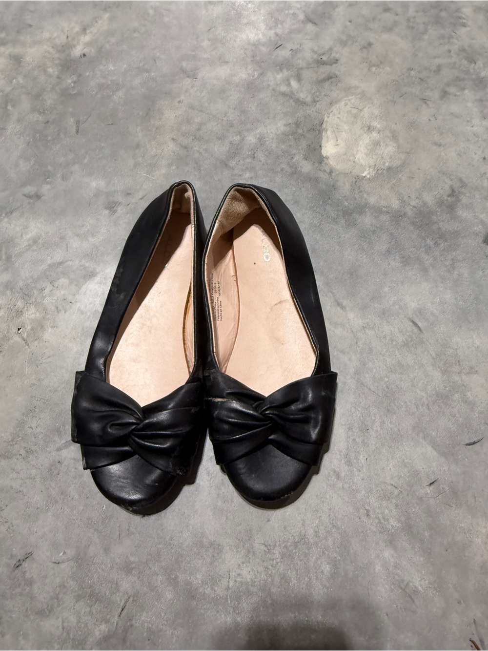 Aldo Black Bow-Accent Ballet Flats